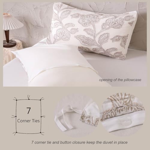 meadow park Cotton Clipped Jacquard Duvet Cover Set Queen, 3 Pieces