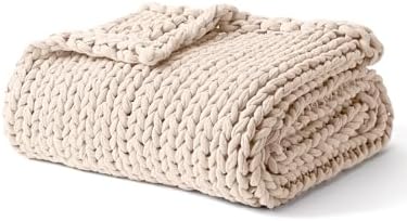 YnM Cooling Weighted Blanket, 100% Cotton Handmade Chunky Knitted