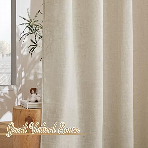 NICETOWN Light Filtering Linen Curtains 84 inch Long 2 Panels Set