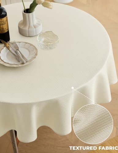 Decorelia Textured Fabric Rustic Round Tablecloth for Coffee Table