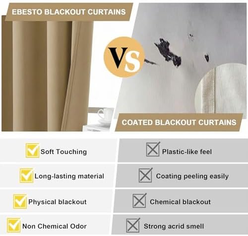 Blackout Curtains 84 Inches Long - Solid Thermal Insulated Thick