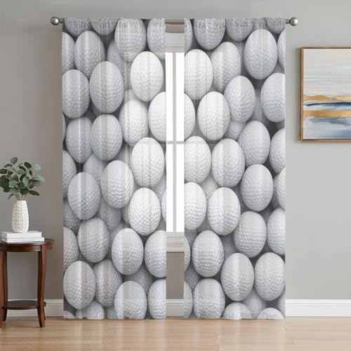 Sheer Curtains 108 Inches Long 2 Panels Set for Living Room, Golf Semi