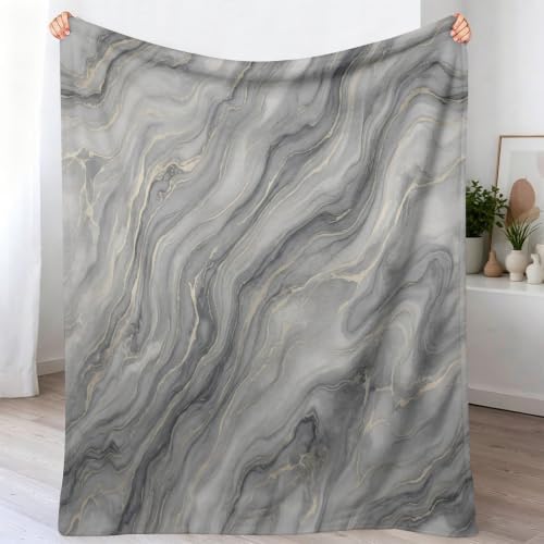 60"x80" Sherpa Fleece Modern Abstract Minimalist Throw Blanket Marble