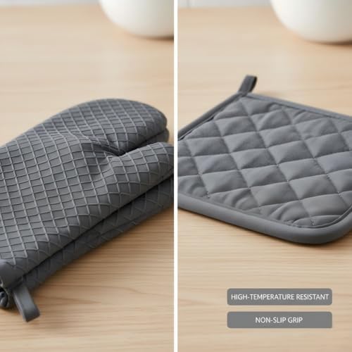 10 Pcs Oven Mitts and Pot Holders, 500°F Heat Resistant Oven Mitts