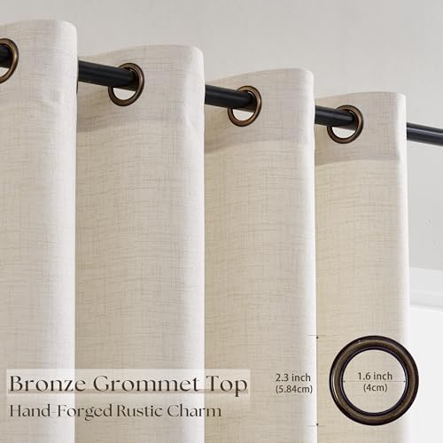 84 Inch Length Natural Linen Curtains Light Filtering 2 Panels Set