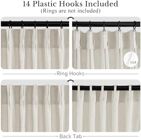 RYB HOME Light Filtering Curtains 96 inches Long 2 Panels Set, Thick
