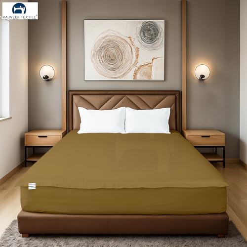 Zip On Fitted Sheet Twin-XL Size Taupe Color 600 TC Cotton 18" Deep