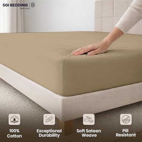 SGI bedding 100% Egyptian Cotton 600 TC Queen Size Fitted Sheet Only