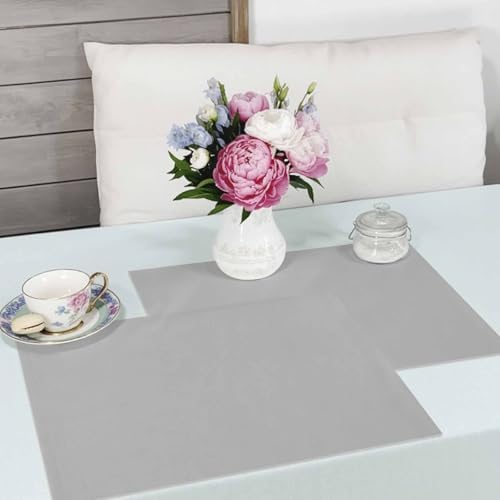Placemats Set of 8, Grey Solid Color Washable Table Mats for Dining
