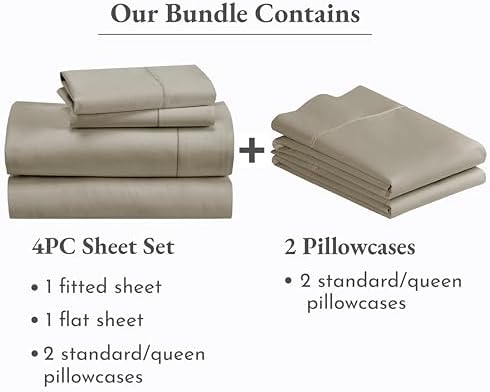 California Design Den 6 Piece Queen Size Sheet Set with 4 Pillowcases