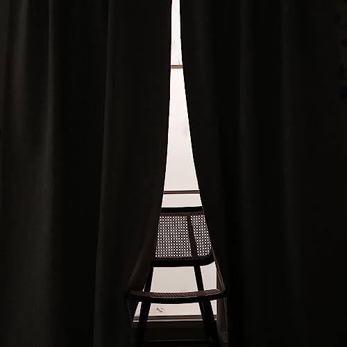INLINAS Faux Linen Knotted Texture Blackout Curtains - 100% Light