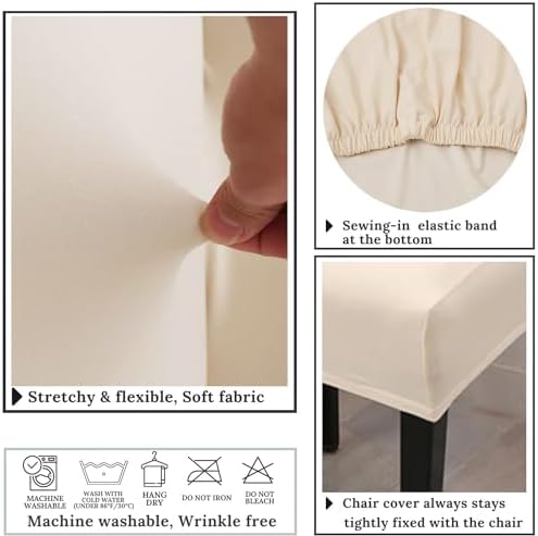 Stretch Chair Covers Slipcovers Set of 6 Off White Stretchable Dining