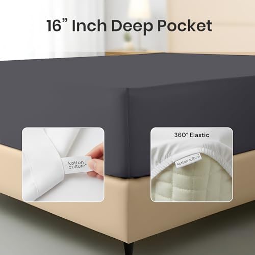 Kotton Culture Egyptian Cotton Sheet Set – Dark Grey, California King
