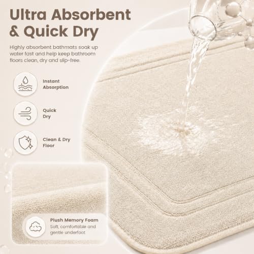 Bathroom Rugs Sets 5 Piece Memory Foam, Plush Comfort, Ultra