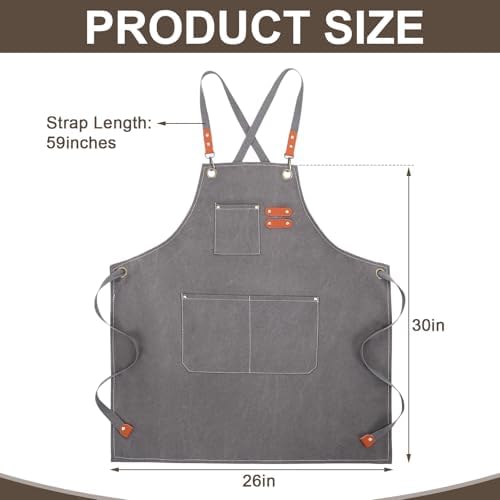 Toulite 4 Pack Canvas Chef Apron for Men, Gray
