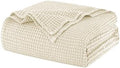 Talasily 100% Cotton Waffle Blanket King Size,Stone Washed Bed Blanket