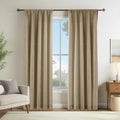 LUSTROWIN Natural Linen Curtains 108 Inches Long for Living Room