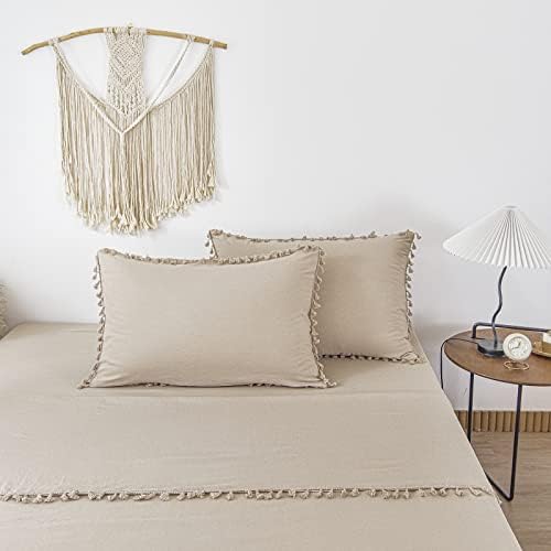 Queen Taupe Sheet Set 4 Piece Deep Pocket Bed Sheets Chic Tufted