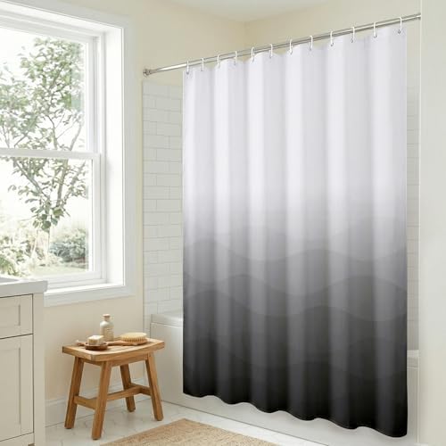 Americanflat 71x74 Wave Grey Ombre Shower Curtain - Water-Resistant