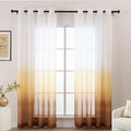L.Z.E White Brown Ombre Sheer Curtains 96 Inches Long, Twilight