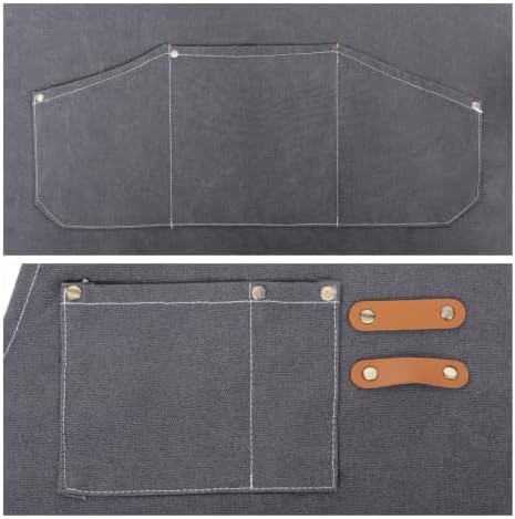 Canvas Tool Apron, Heavy Duty Multi-Pocket, Crossback Adjustable