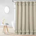 Khaki Ruffle Shower Curtain Farmhouse Fabric Cloth Shower Curtains for