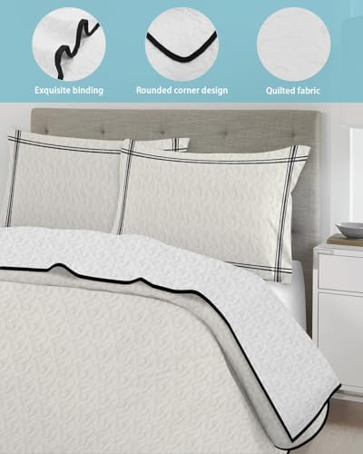 90x96in Quilt Bedding Set Modern Minimalism Pure Beige Breathable