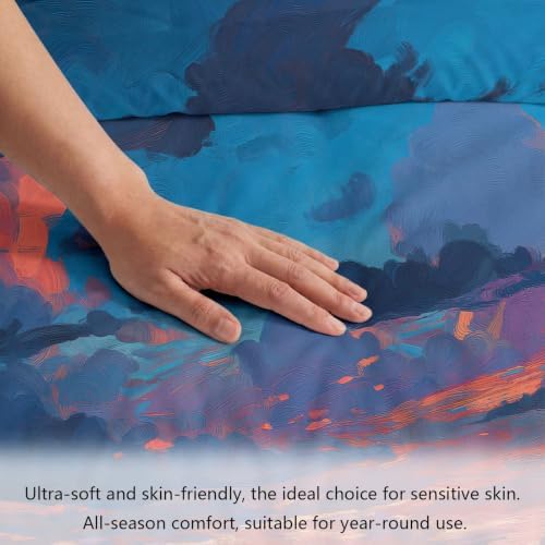 King Duvet Cover Set Natural Scenery Clouds and Sunset Bedding with