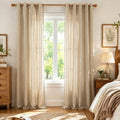 Linen Curtains 84 inch Long,Light Filtering Semi Sheer for Bedroom