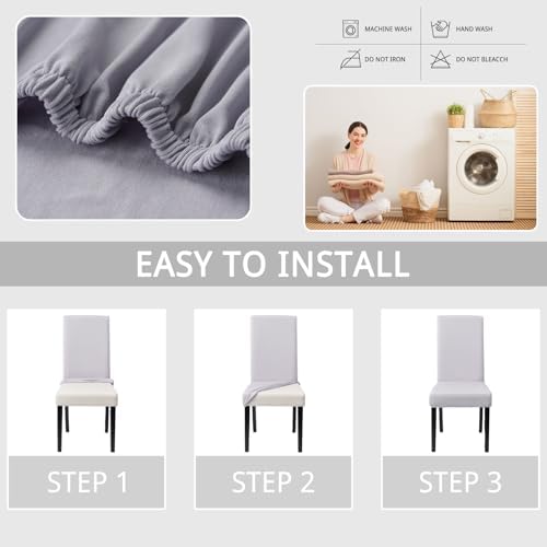 Dining Chair Covers Set of 6, Stretch Kitchen Removable Washable