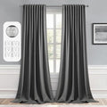 MIULEE Grey Back Tab Blackout Curtains 52x120 Inch Long 2 Panels Set