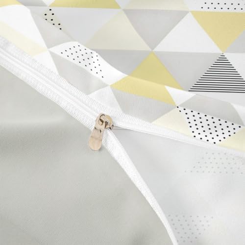 Erosebridal Yellow Gray Geometric King Size Duvet Cover, Patchwork
