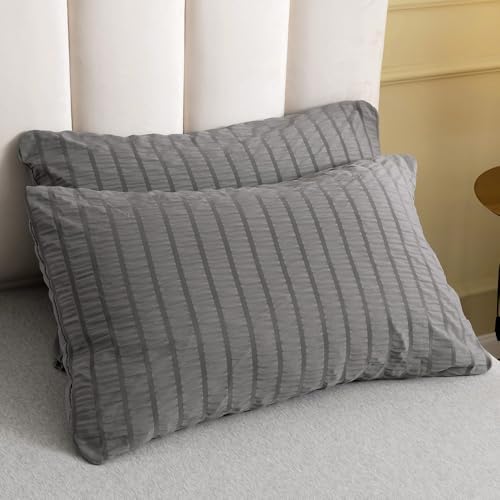 3PCS Boho Bedding Set, 1 Seersucker Duvet Cover and 2 Pillowcases