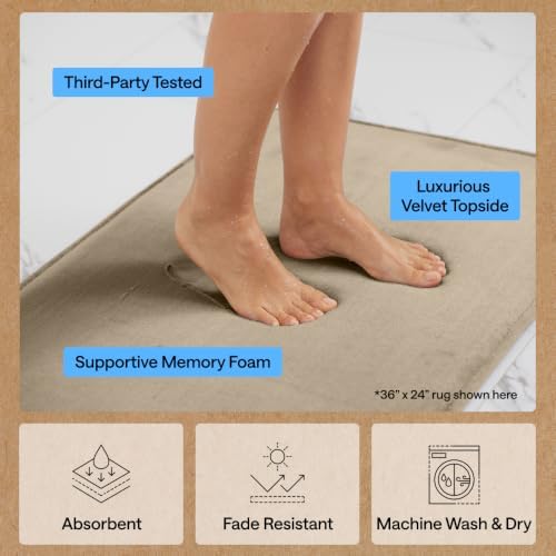 GORILLA GRIP® Memory Foam Bath Rug for Bathroom, 24x17 Taupe