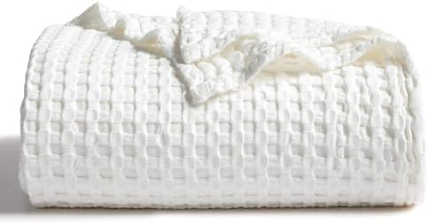 Bedsure Cooling Waffle Blanket for Hot Sleepers, Ivory, Throw XL