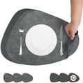 comfoyar Faux Leather Placemats and Coasters Set of 6, 13x16.5 Inch