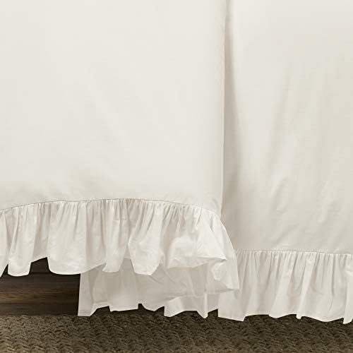 Lush Decor Reyna Ruffle Cotton Duvet Cover Set 3 Piece Set King, White