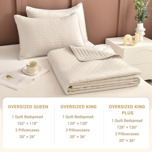 Sanracie California King Bedspreads 120"x120", 100% Cotton Wheat