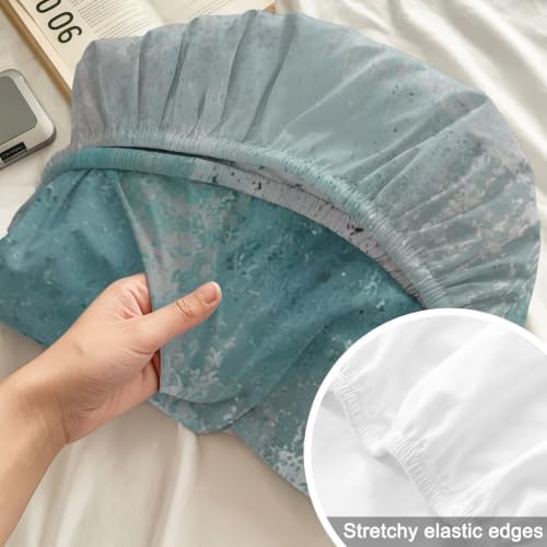 Fitted Sheets Elastic Deep Pocket Bed Sheet Twin XL Cyan Gray Graffiti