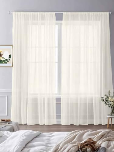 Solid Begin Semi Sheer Curtains 108 Inches Long Window Treatments