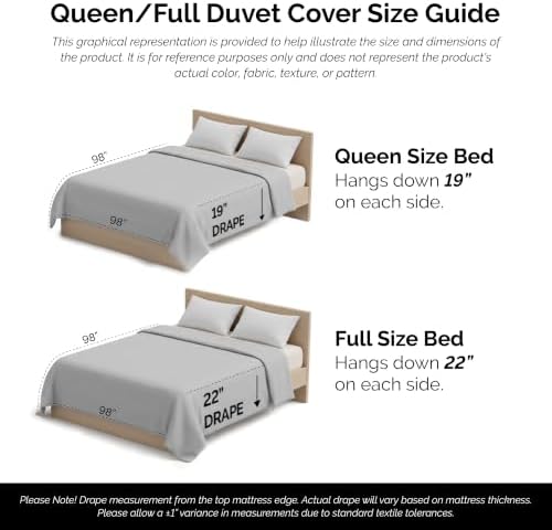 Oversized Full/Queen Duvet Cover Set w/ Zipper 98x98 2 Shams Natural