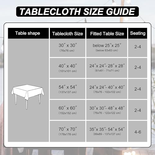 DWCN Square Tablecloth - 60 x 60 Inch - Waterproof Stain and Wrinkle
