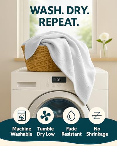 JMR 100% Cotton Waffle Blanket King Size - Lightweight Waffle Weave