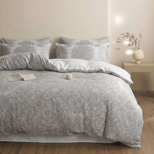 3 Pieces Duvet Cover Set, Soft Microfiber Polyester Botanical Print