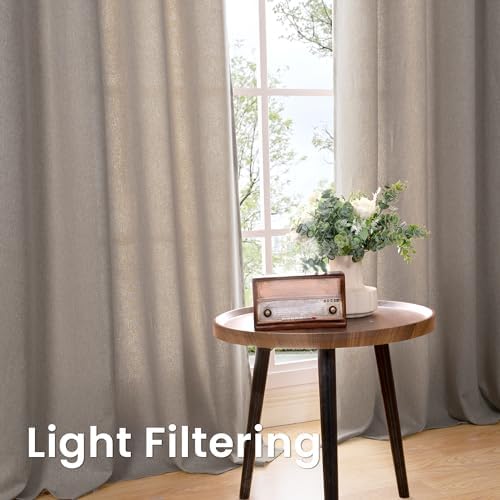BGment Taupe Linen Curtains for Living Room 84 Inch Length 2 Panels