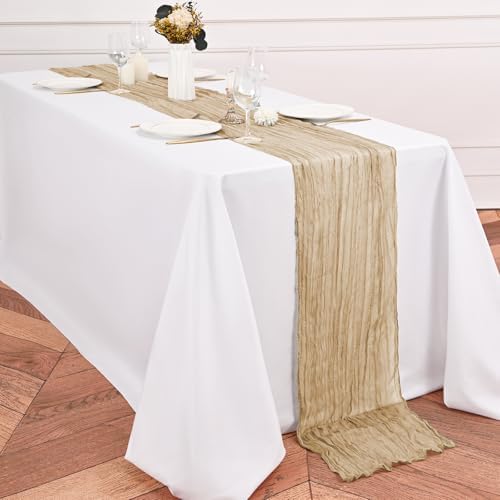 12 Pack Beige Table Runner 10Ft Cheesecloth Table Runner Rustic Gauze