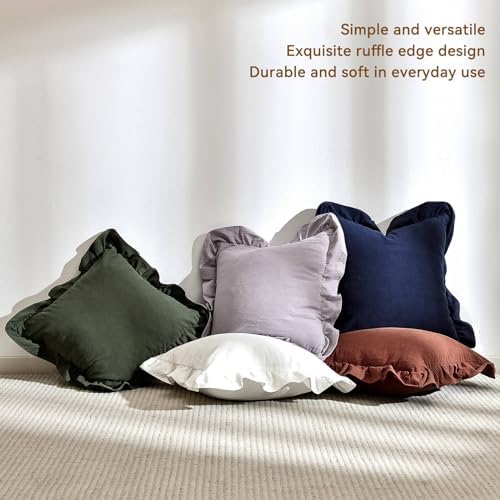 AmHoo Pack of 2 Throw Pillow Covers 100% Cotton Pre Washed Ruffle