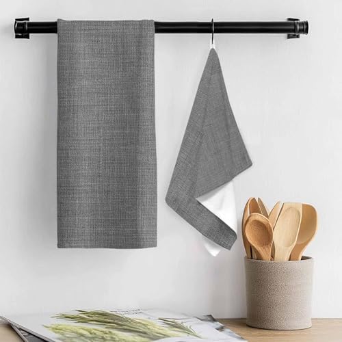 Kitchen Towels Dish Cloths 4 Pack 18x28in,Classic Solid Gray Super