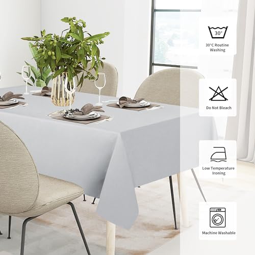 Easy-Going Waterproof Faux Linen Tablecloth, Rectangle, 52x70in, Grey