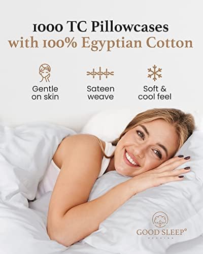 1000 TC Standard Pillowcases Set of 4 100% Egyptian Cotton Pillow